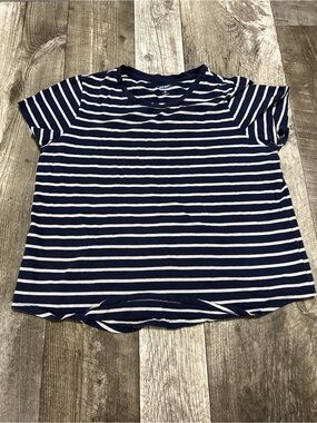 Old Navy Navy and White Striped Short Sleeve Tee